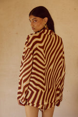 Montie Tie Front Sleeved Shirt - Montie Choc