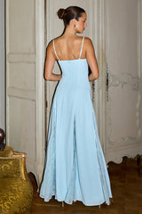 Oleya Bustier Lace Maxi Dress - Sky Blue