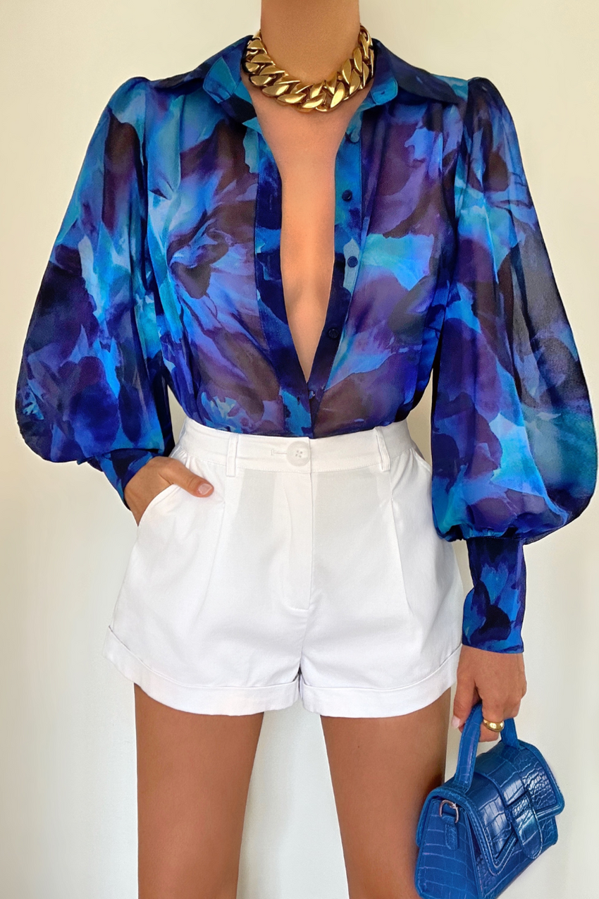 Calista Shirt - Blue Floral