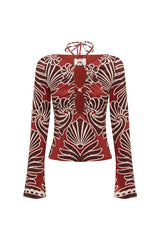 Sienna Sleeved Top - Brodie Red