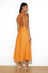No Stopping Midi Dress Orange