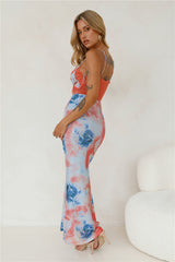 Wanted By All Mesh Maxi Dress Blue