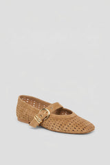 Mikel Ballet Flats Camel Perforated Suede