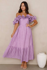 Magnetic Energy Off Shoulder Maxi Dress Lilac
