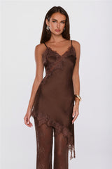 The Nice Option Satin Lace Set Brown