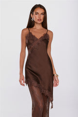 The Nice Option Satin Lace Set Brown