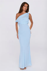 Untamed Luxe Off Shoulder Maxi Dress Blue